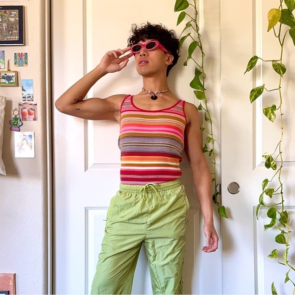 Vintage Y2K Striped Eddie Bauer Tank Top - Picture 1 of 6